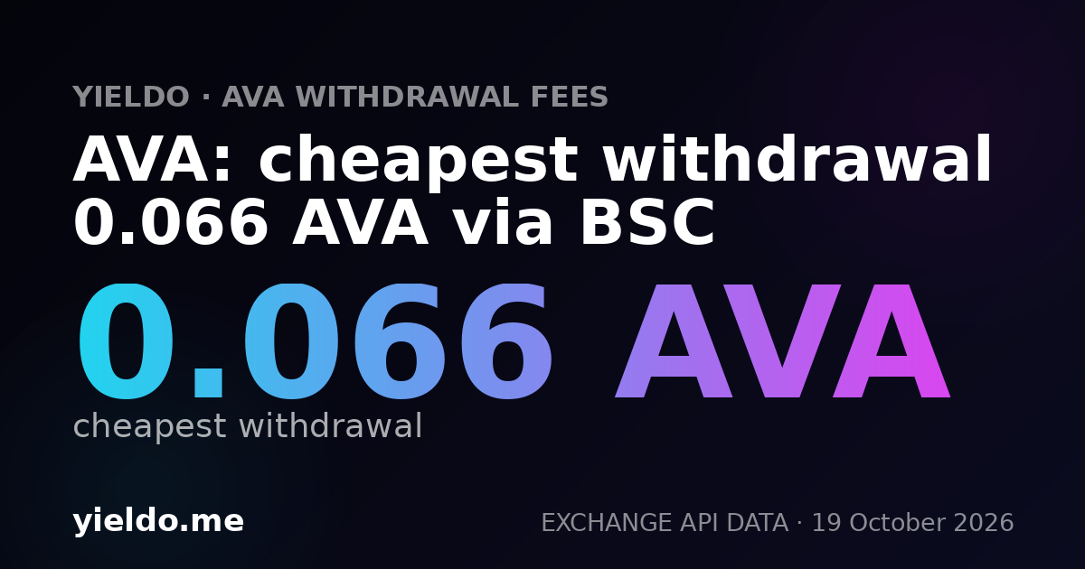 AVA: cheapest withdrawal 0.066 AVA via BSC