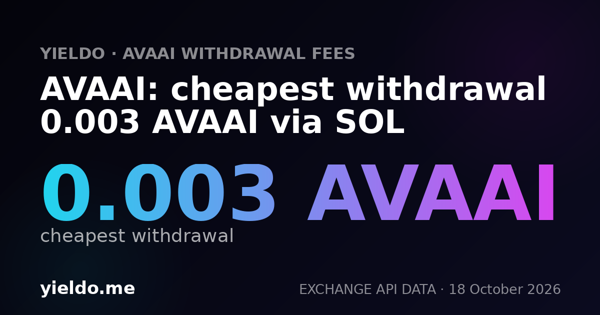 AVAAI: cheapest withdrawal 0.003 AVAAI via SOL