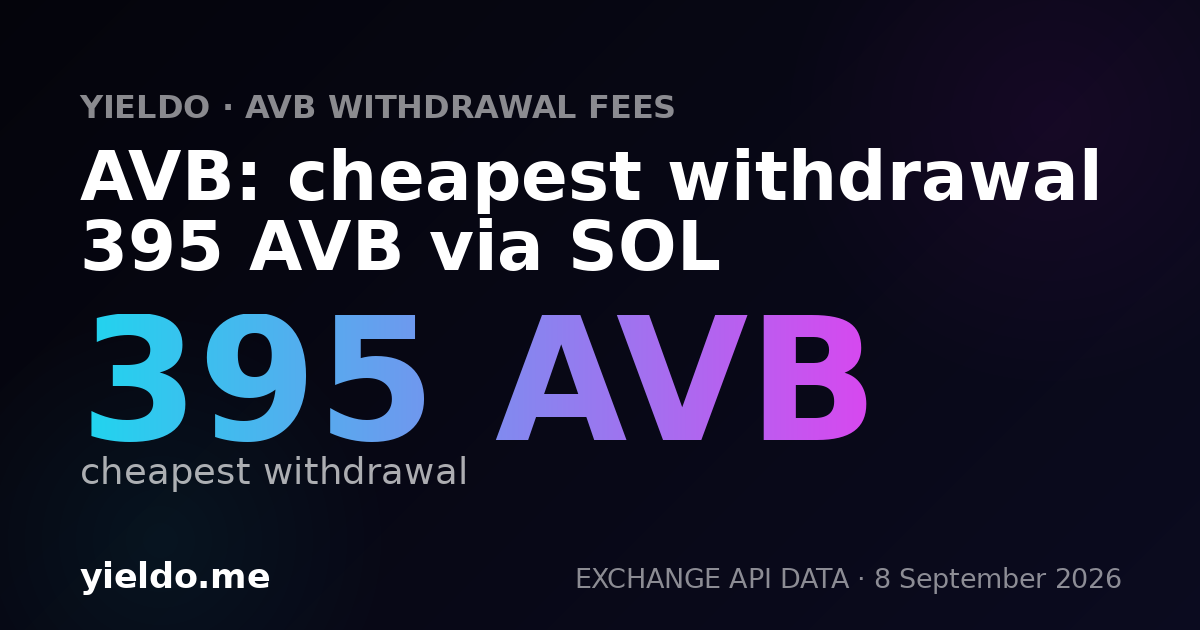 AVB: cheapest withdrawal 395 AVB via SOL