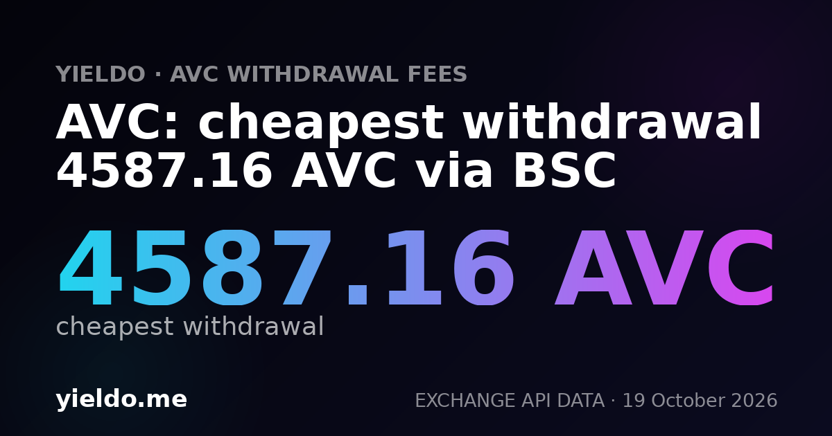 AVC: cheapest withdrawal 4587.16 AVC via BSC