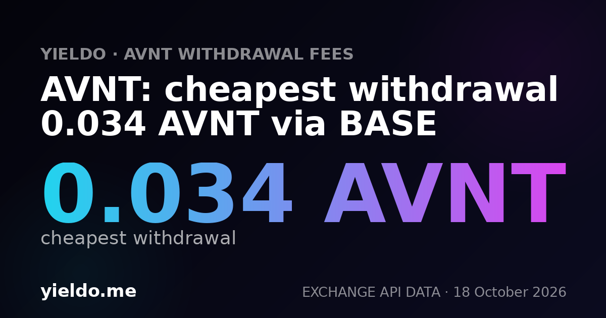 AVNT: cheapest withdrawal 0.051 AVNT via BASE