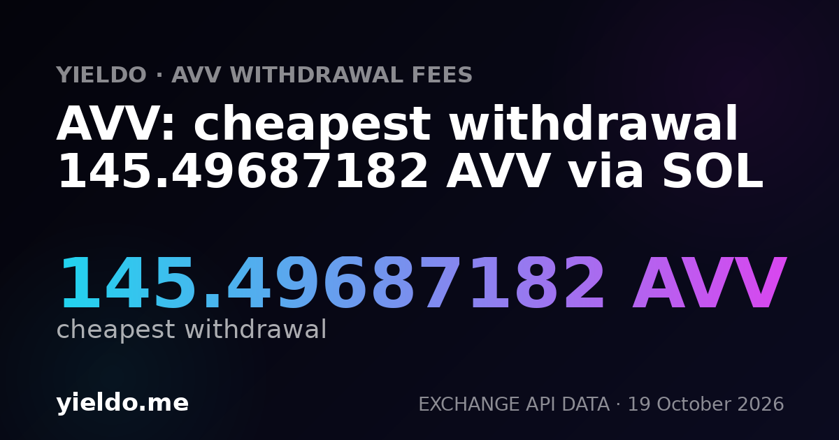AVV: cheapest withdrawal 145.49687182 AVV via SOL