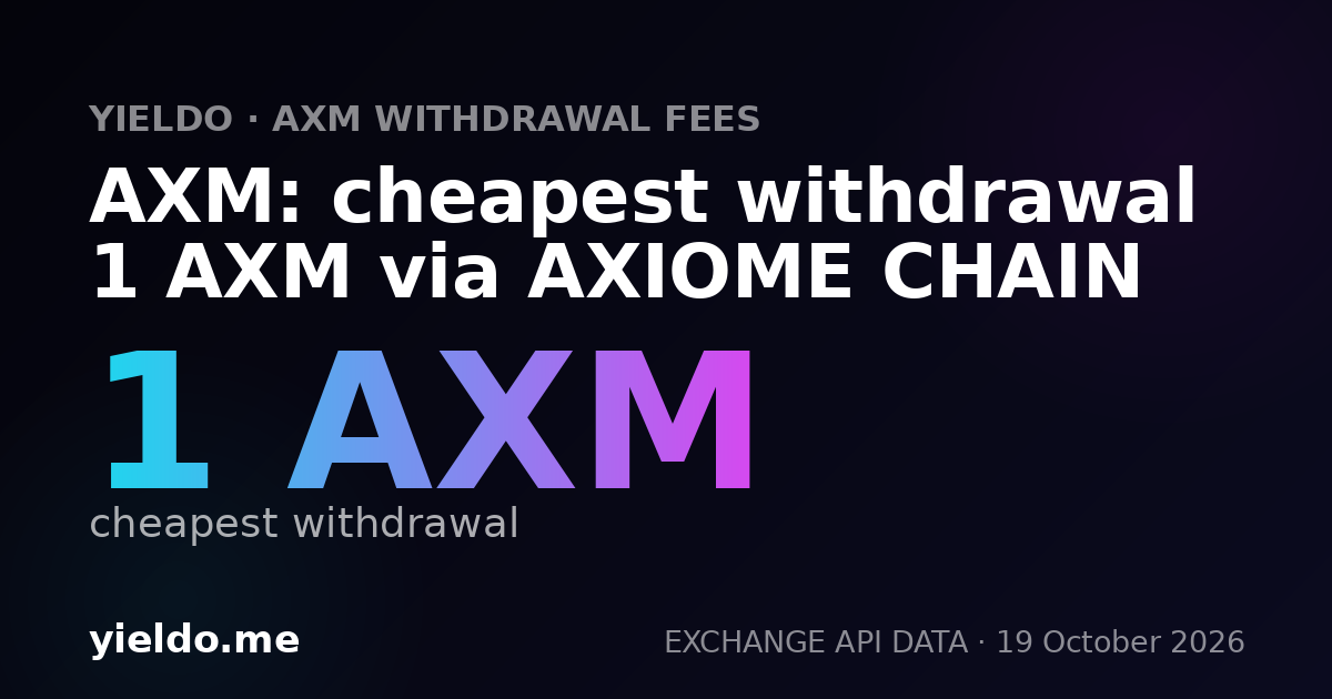 AXM: cheapest withdrawal 1 AXM via AXIOME CHAIN