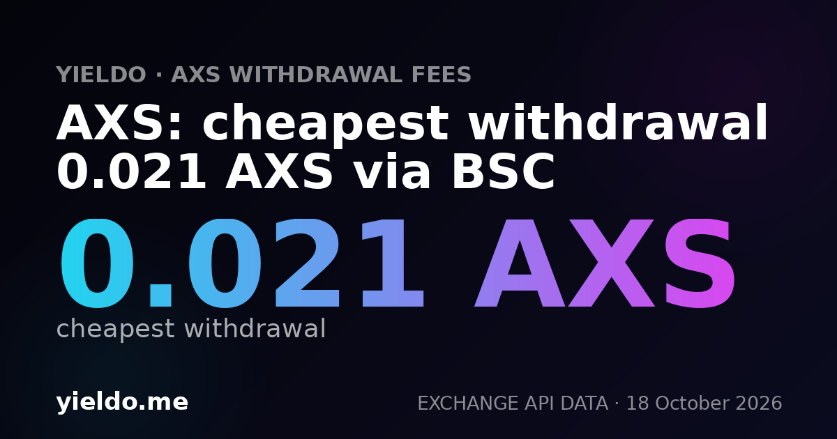AXS: cheapest withdrawal 0.021 AXS via BSC