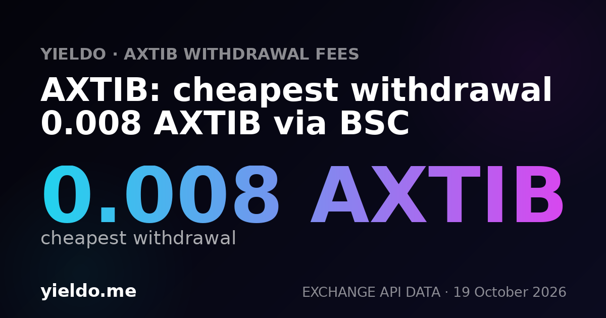 AXTIB: cheapest withdrawal 0.008 AXTIB via BSC