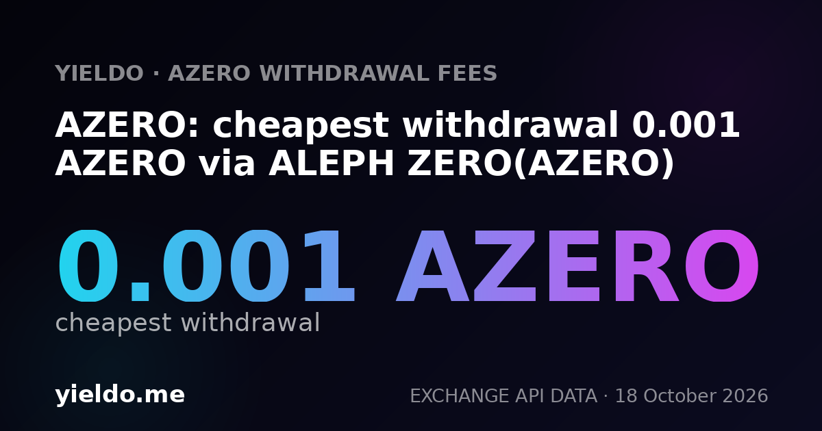 AZERO: cheapest withdrawal 0.001 AZERO via ALEPH ZERO(AZERO)