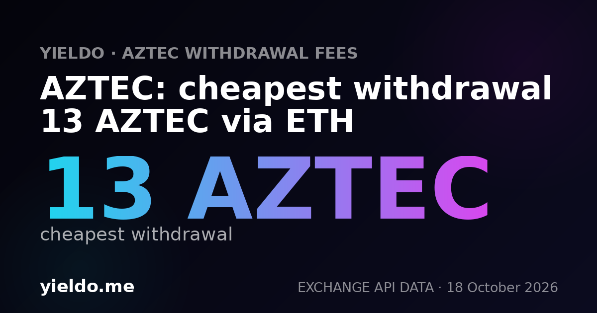 AZTEC: cheapest withdrawal 13 AZTEC via ETH