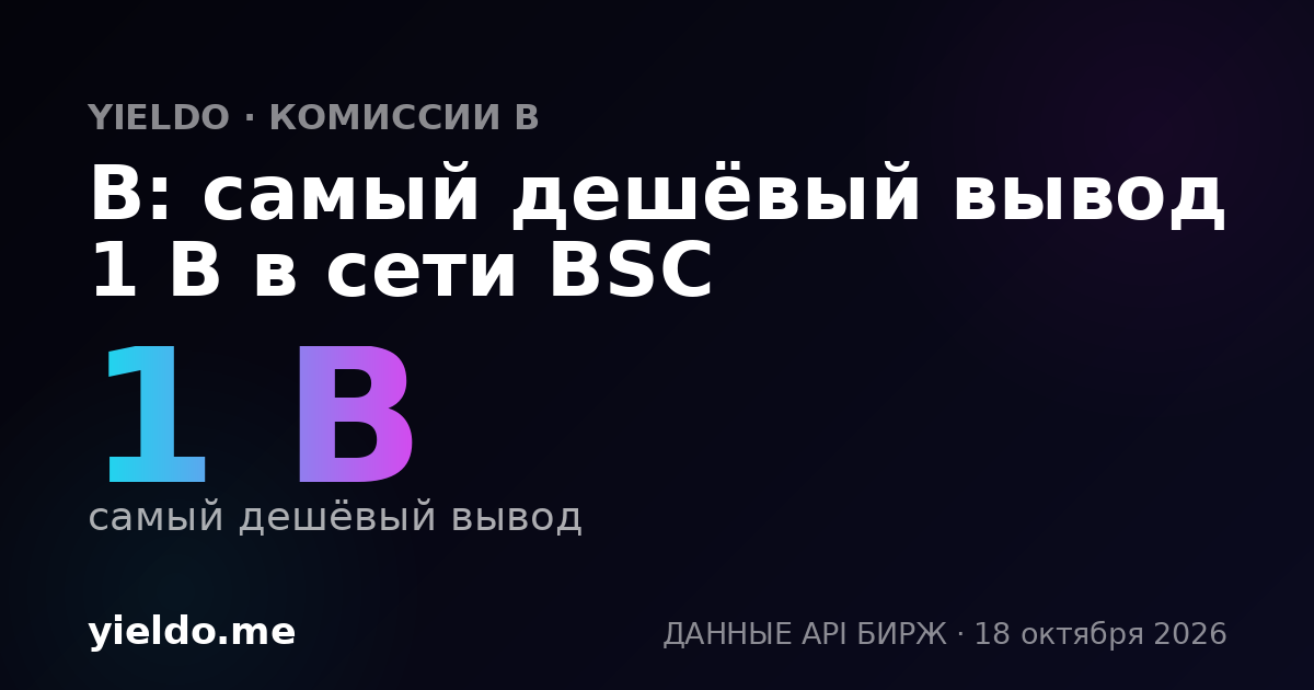 B: самый дешёвый вывод 1 B в сети BSC