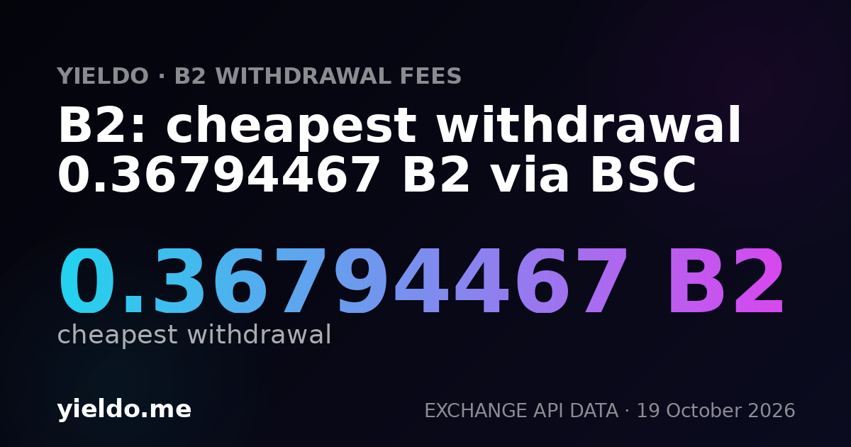 B2: cheapest withdrawal 0.36794467 B2 via BSC
