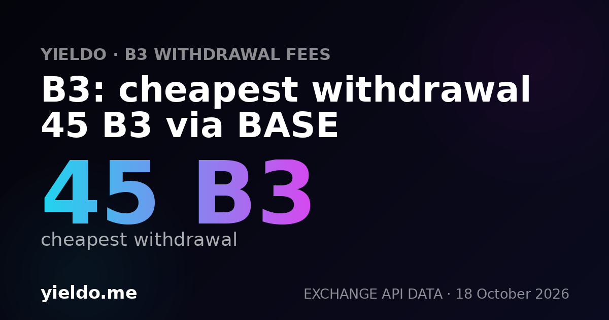 B3: cheapest withdrawal 45 B3 via BASE