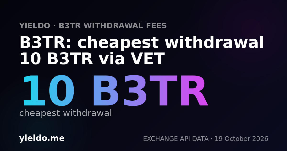 B3TR: cheapest withdrawal 10 B3TR via VET