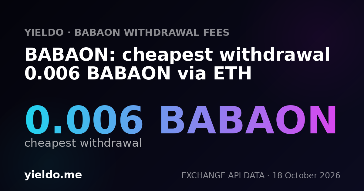 BABAON: cheapest withdrawal 0.006 BABAON via ETH