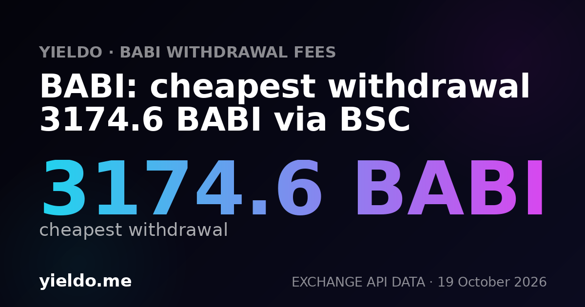 BABI: cheapest withdrawal 3174.6 BABI via BSC
