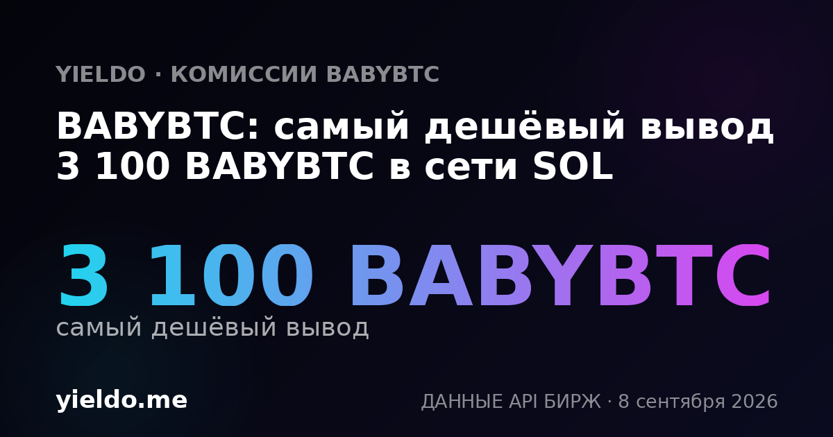 BABYBTC: самый дешёвый вывод 3 100 BABYBTC в сети SOL