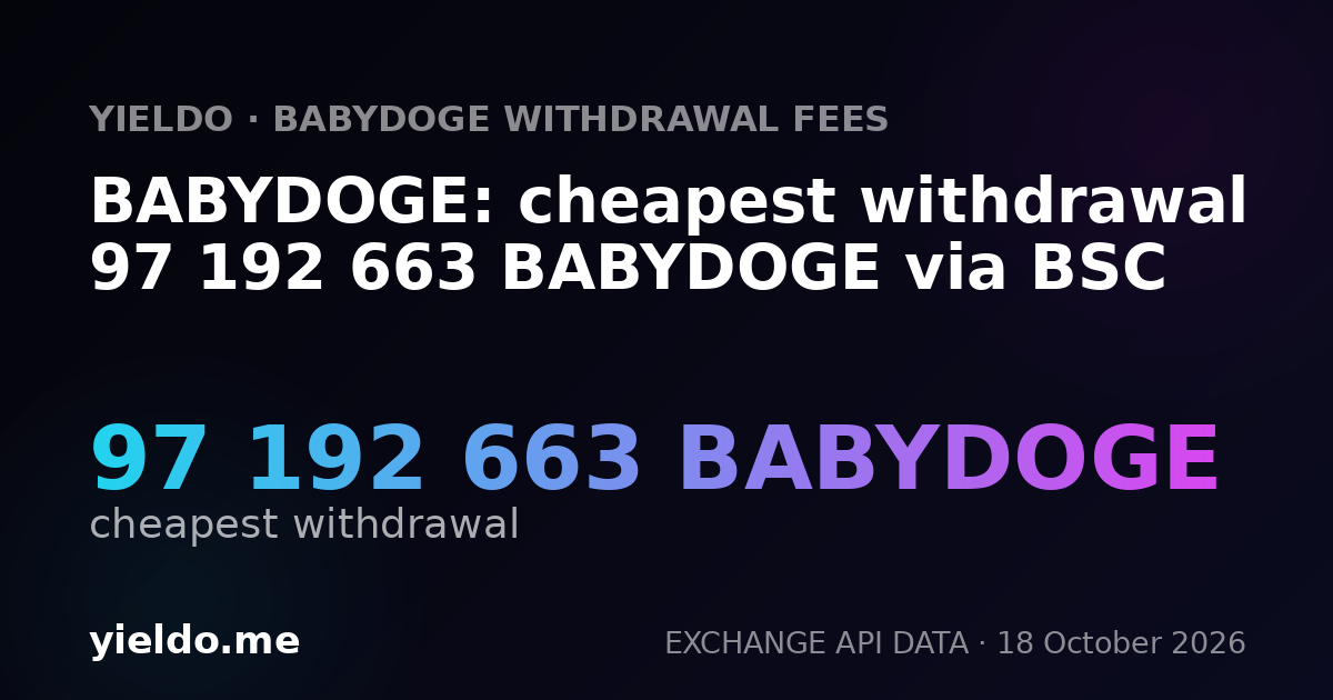 BABYDOGE: cheapest withdrawal 97 696 795 BABYDOGE via BSC