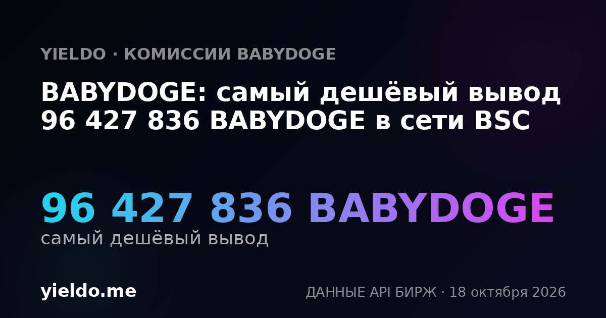 BABYDOGE: самый дешёвый вывод 96 427 836 BABYDOGE в сети BSC