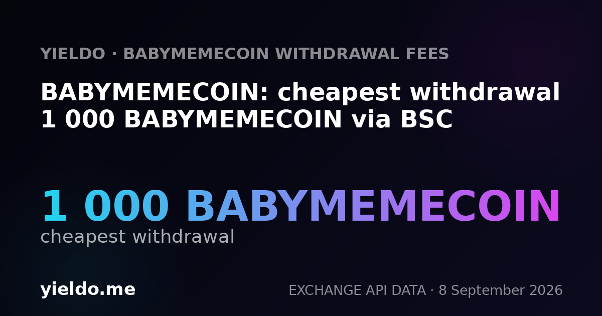 BABYMEMECOIN: cheapest withdrawal 1 000 BABYMEMECOIN via BSC