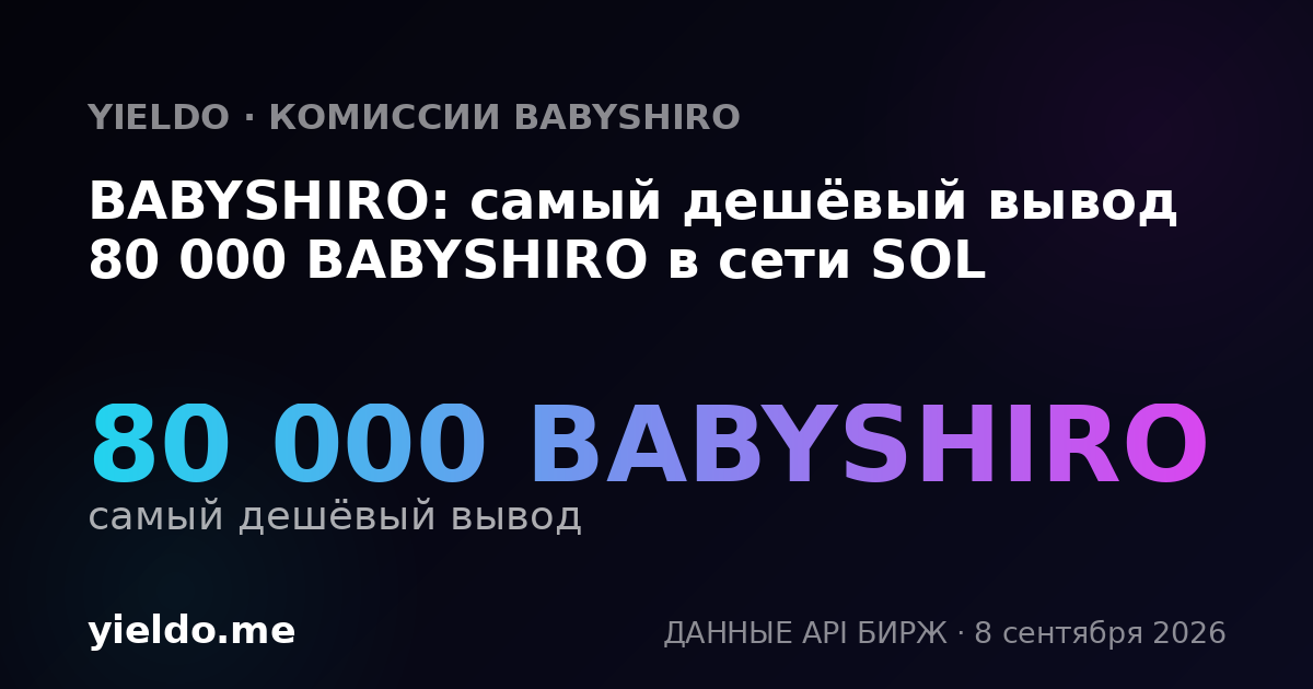BABYSHIRO: самый дешёвый вывод 80 000 BABYSHIRO в сети SOL