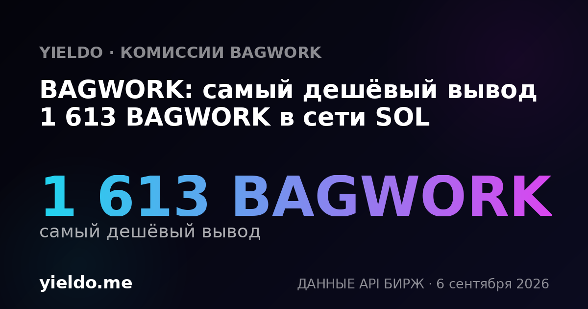 BAGWORK: самый дешёвый вывод 1 613 BAGWORK в сети SOL