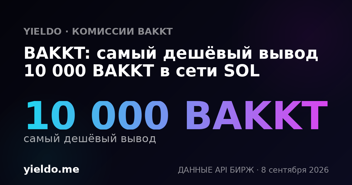 BAKKT: самый дешёвый вывод 10 000 BAKKT в сети SOL