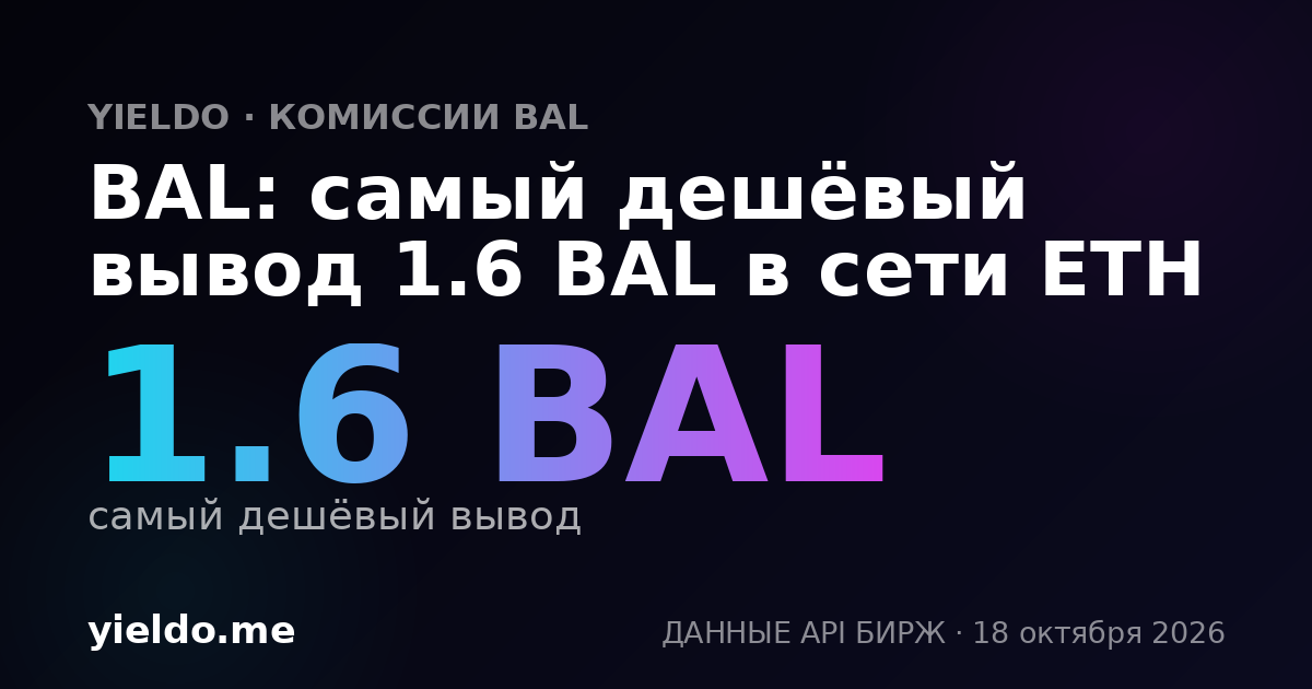 BAL: самый дешёвый вывод 1.6 BAL в сети ETH