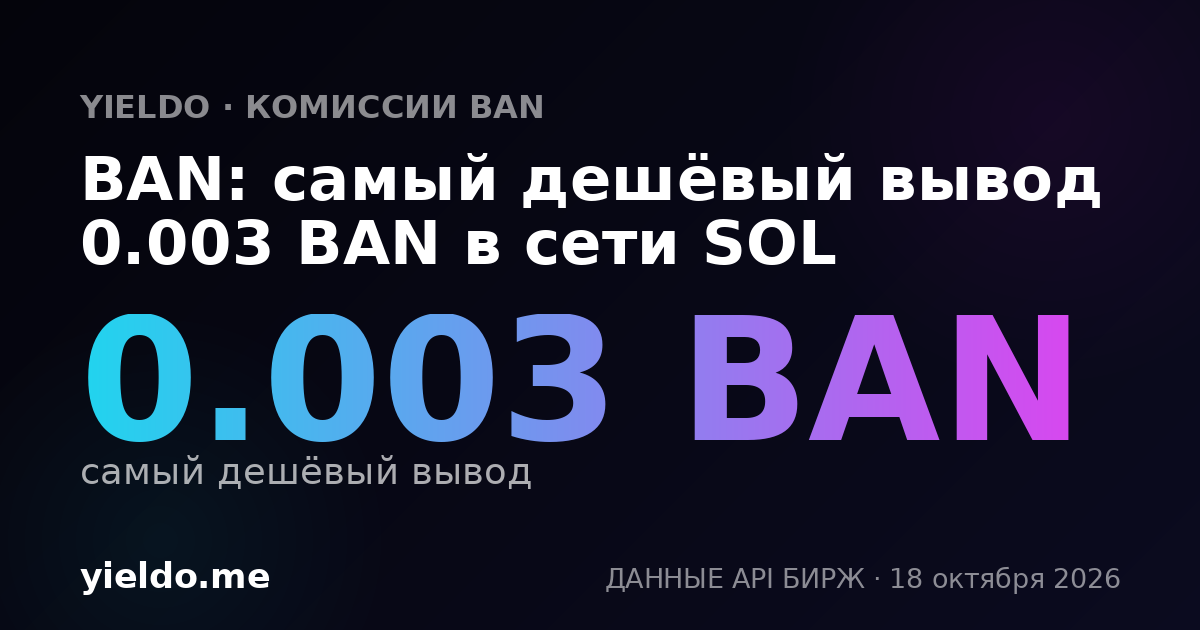 BAN: самый дешёвый вывод 0.003 BAN в сети SOL