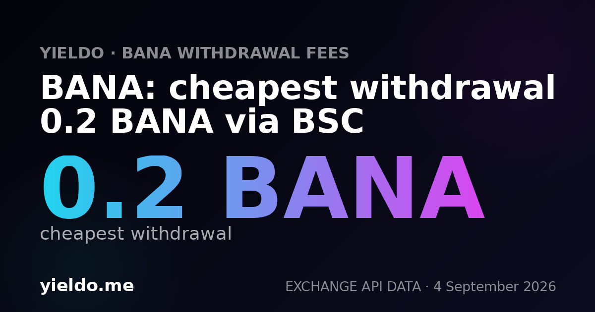 BANA: cheapest withdrawal 0.2 BANA via BSC