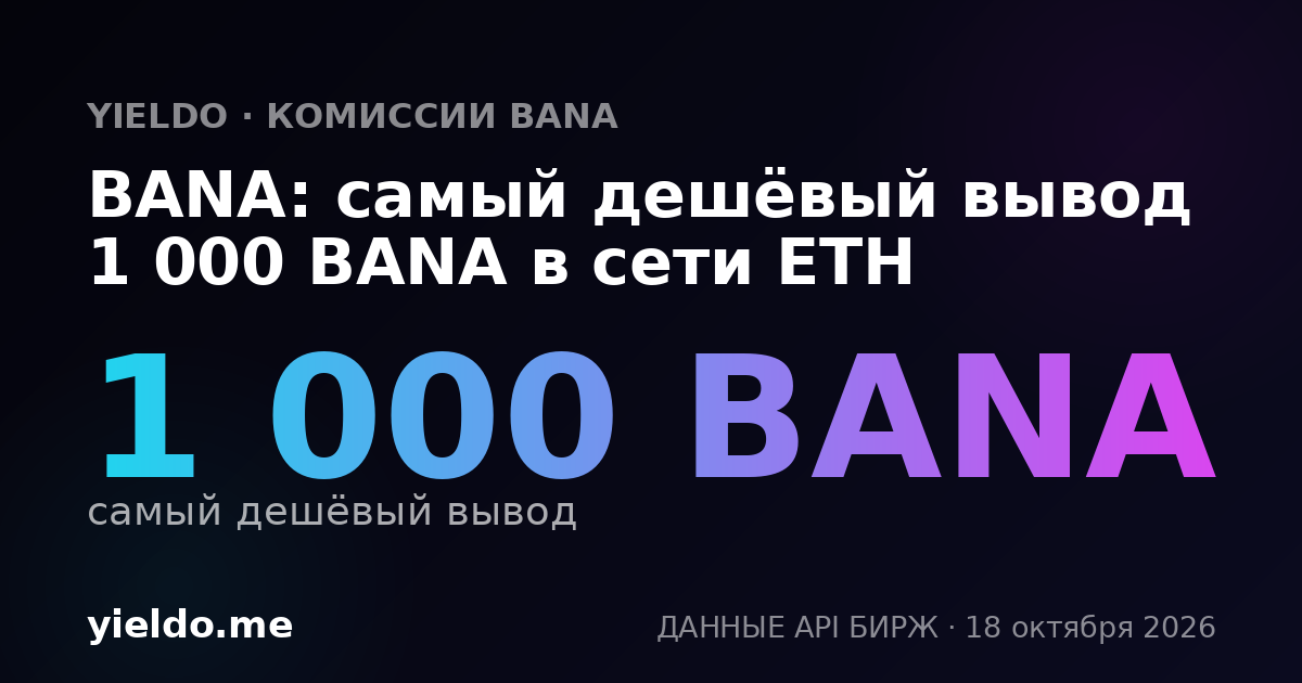 BANA: самый дешёвый вывод 1 000 BANA в сети ETH
