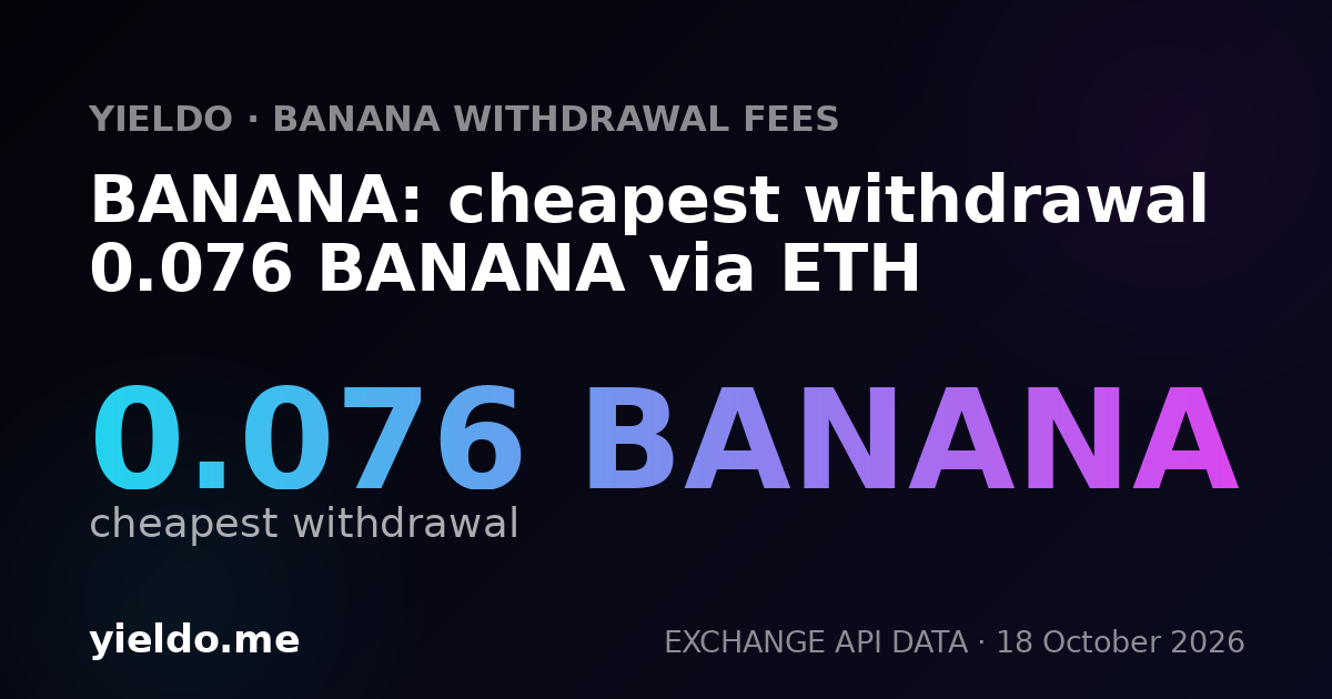 BANANA: cheapest withdrawal 0.076 BANANA via ETH