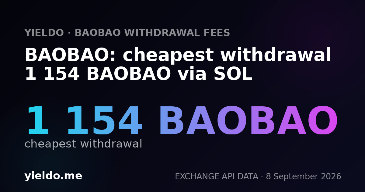 BAOBAO: cheapest withdrawal 1 154 BAOBAO via SOL