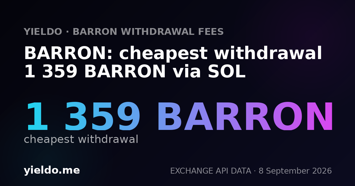 BARRON: cheapest withdrawal 1 359 BARRON via SOL