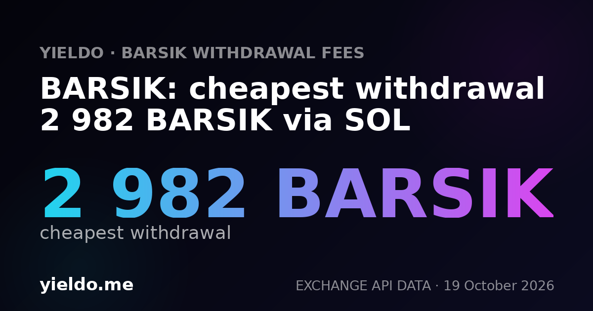 BARSIK: cheapest withdrawal 2 982 BARSIK via SOL