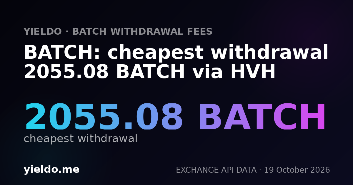 BATCH: cheapest withdrawal 2055.08 BATCH via HVH