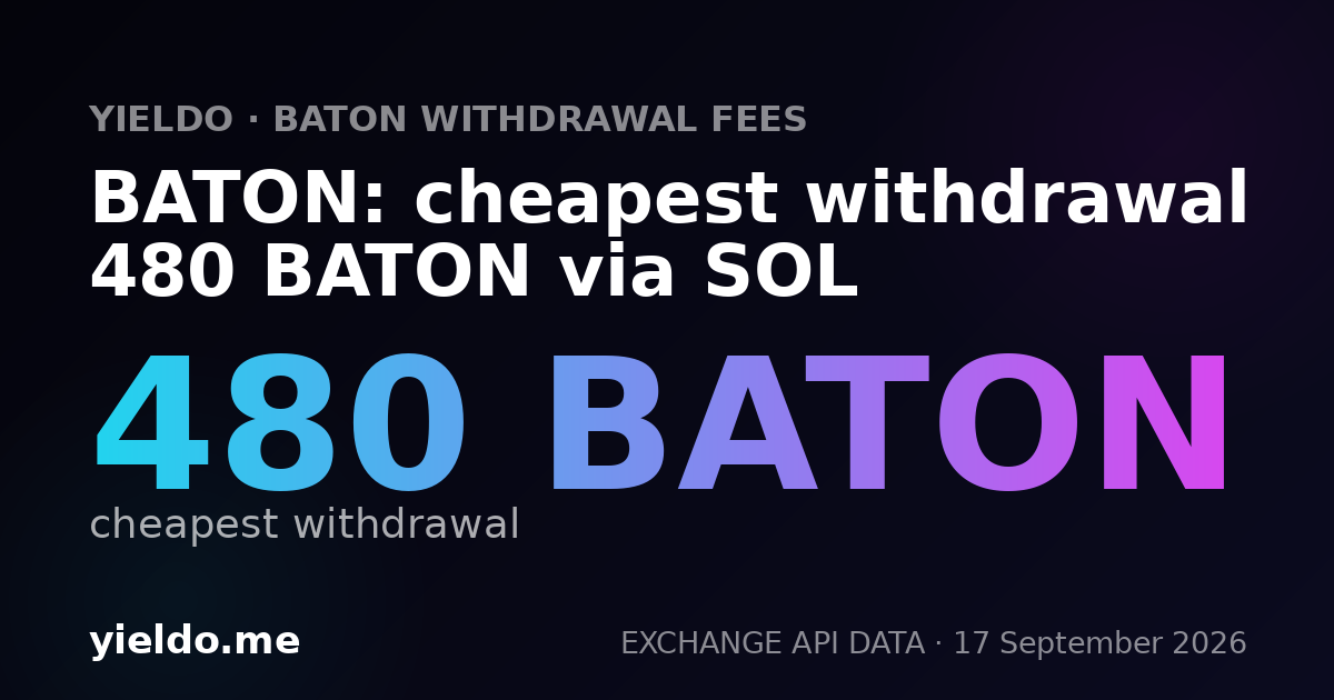 BATON: cheapest withdrawal 450 BATON via SOL