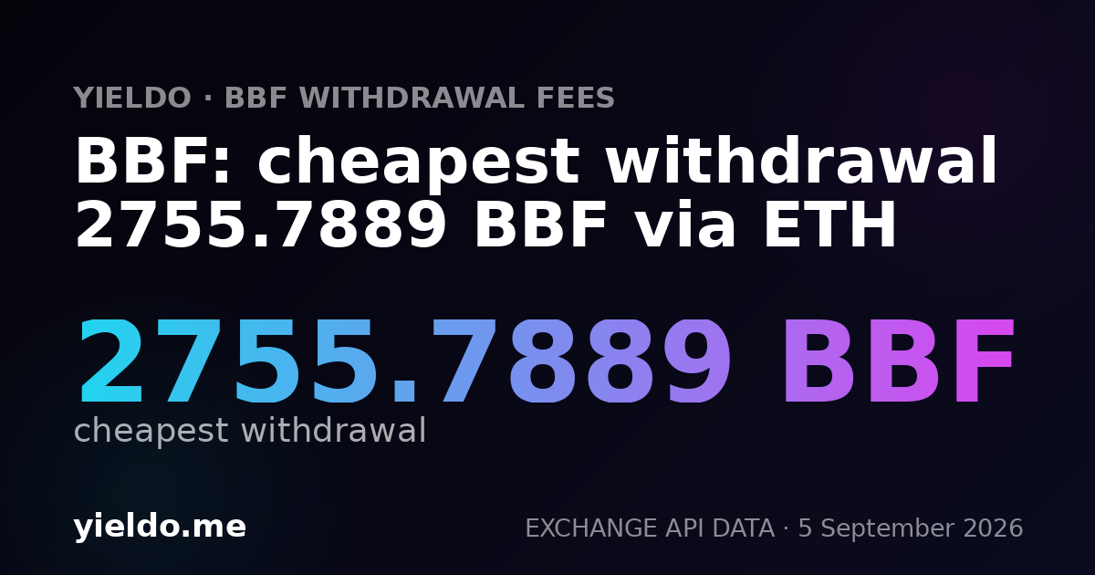 BBF: cheapest withdrawal 2755.7889 BBF via ETH