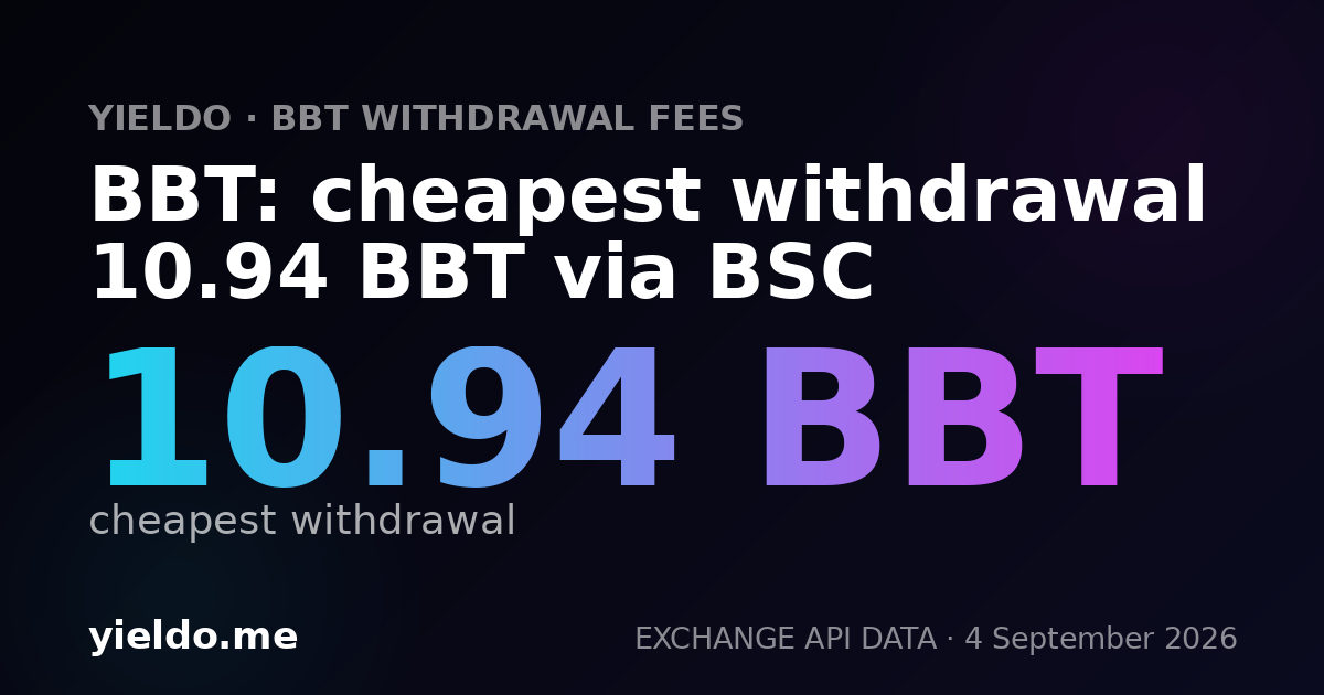 BBT: cheapest withdrawal 10.94 BBT via BSC