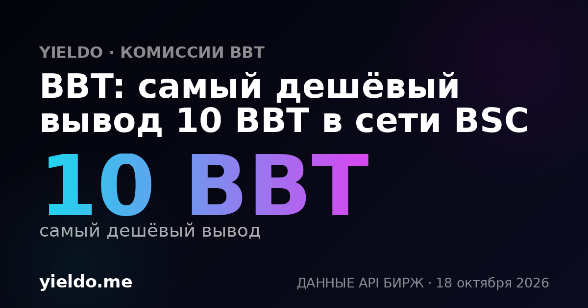 BBT: самый дешёвый вывод 10 BBT в сети BSC