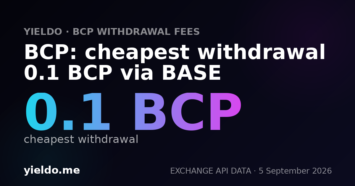 BCP: cheapest withdrawal 0.1 BCP via BASE