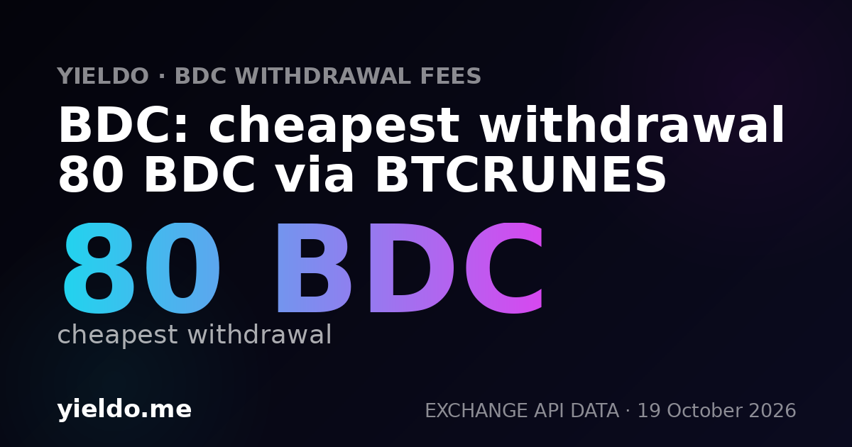BDC: cheapest withdrawal 80 BDC via BTCRUNES