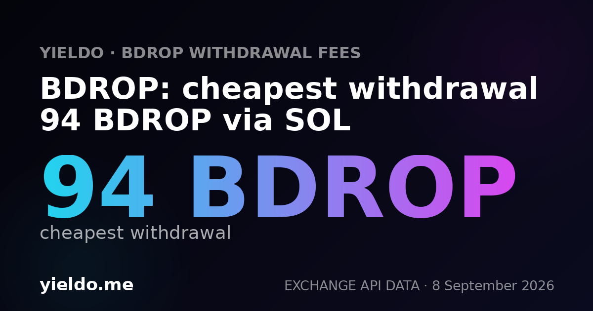 BDROP: cheapest withdrawal 94 BDROP via SOL