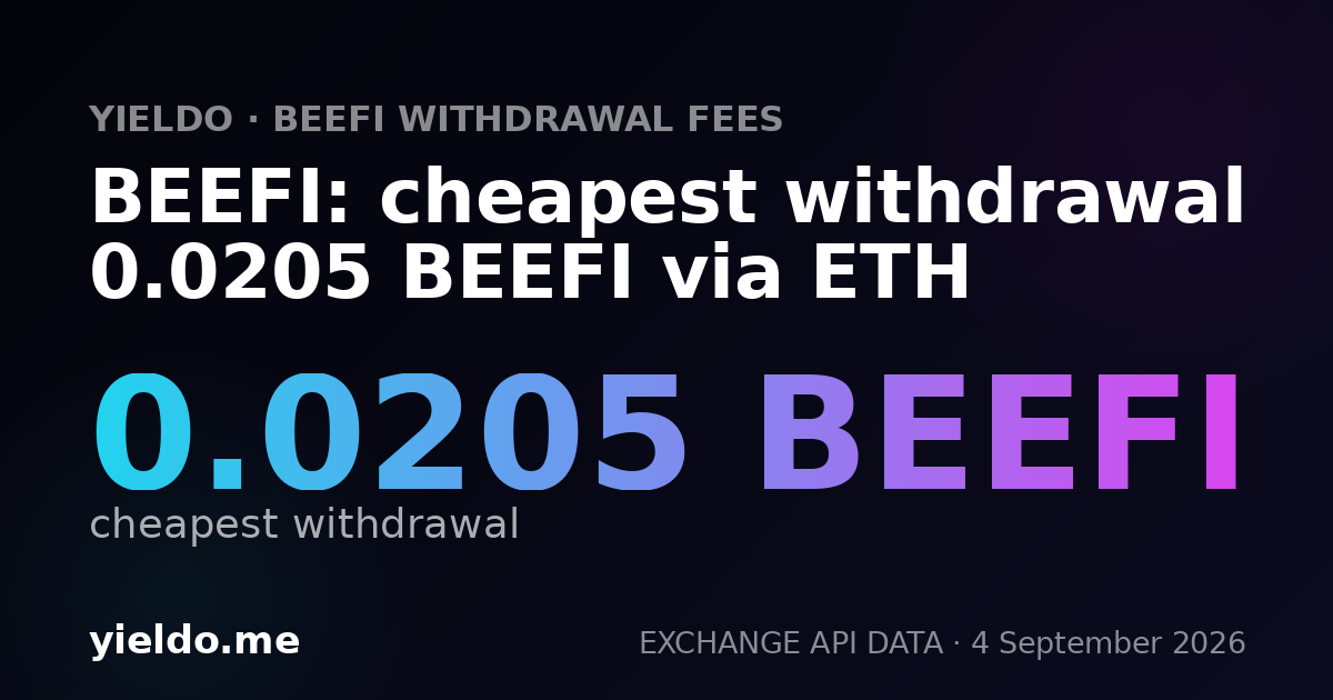 BEEFI: cheapest withdrawal 0.0205 BEEFI via ETH