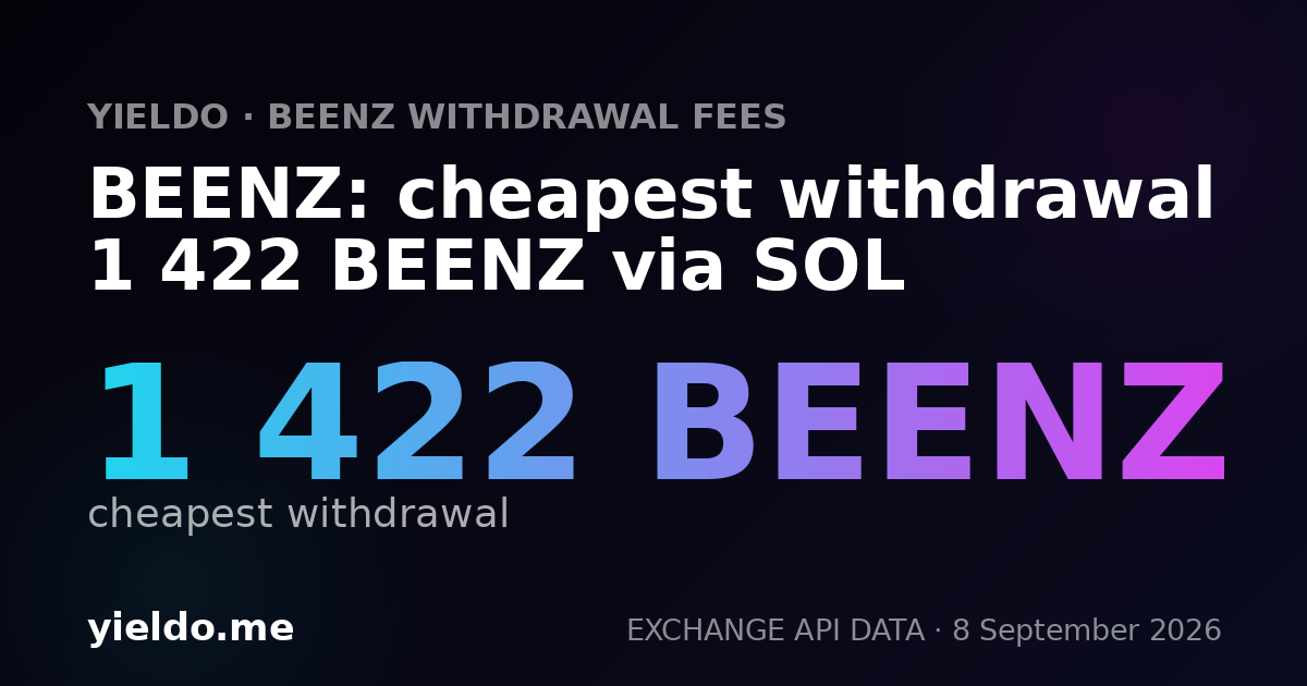 BEENZ: cheapest withdrawal 1 422 BEENZ via SOL