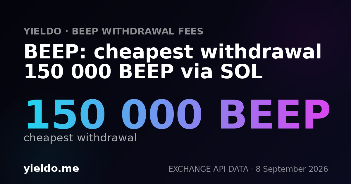 BEEP: cheapest withdrawal 150 000 BEEP via SOL