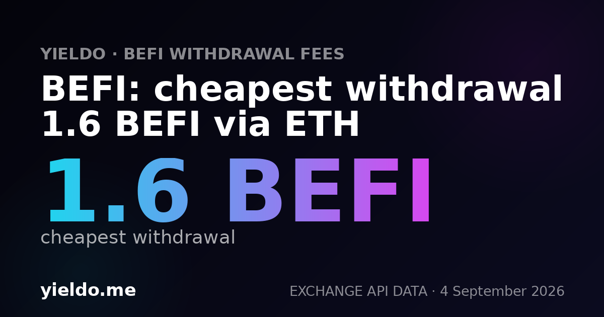 BEFI: cheapest withdrawal 1.6 BEFI via ETH