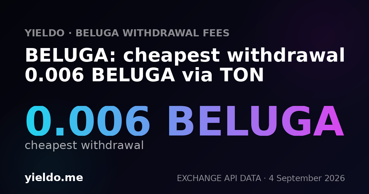 BELUGA: cheapest withdrawal 0.006 BELUGA via TON