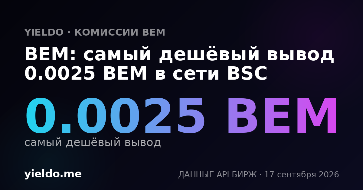 BEM: самый дешёвый вывод 0.0025 BEM в сети BSC