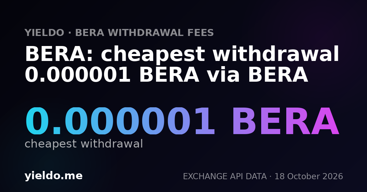 BERA: cheapest withdrawal 0.000001 BERA via BERA