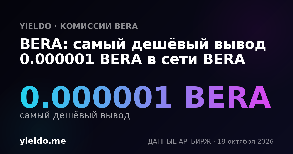BERA: самый дешёвый вывод 0.000001 BERA в сети BERA