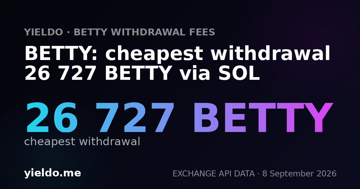 BETTY: cheapest withdrawal 26 727 BETTY via SOL