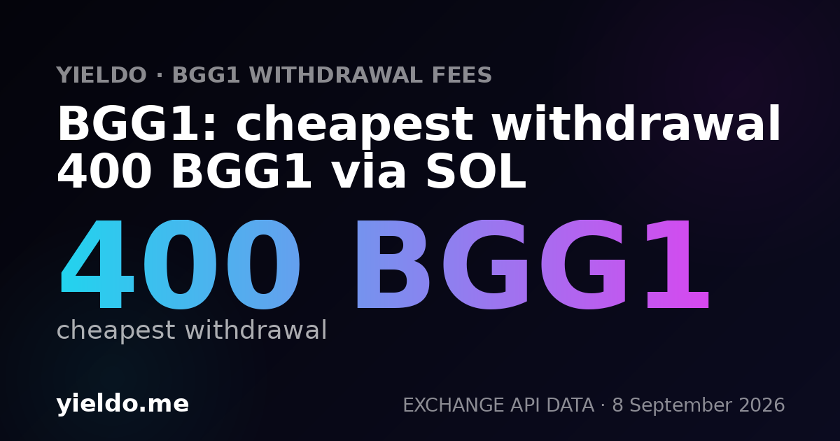 BGG1: cheapest withdrawal 400 BGG1 via SOL